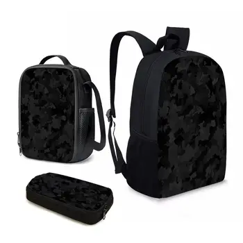 YIKELUO Черный камуфляжный дизайн, подарок студенту Обратно в школу, Молодежная весенняя прогулка на свежем воздухе, утепленная сумка для ланча, рюкзак Mochilas