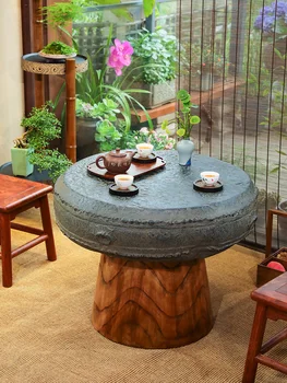 Небольшой журнальный столик в гостиной круглый чайный столик Передвижной Балкон Мини-чайный столик Стол для приготовления чая из массива Дерева Чайный столик