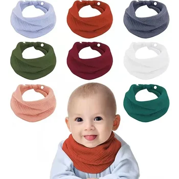 Детское муслиновое хлопчатобумажное марлевое двухслойное полотенце от слюны, детский креповый нагрудник, шарф, детский дышащий носовой платок, полотенце